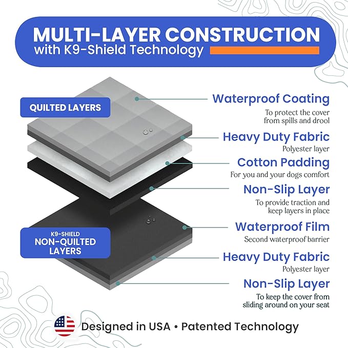 4Knines Dog Backseat Cover with Hammock for Cars, SUVs, and Trucks – Waterproof Layers, Nonslip Seat Protector, Durable Nylon Clips, K9 Shield with Heavy Duty Thread, (Extra Large, Black)