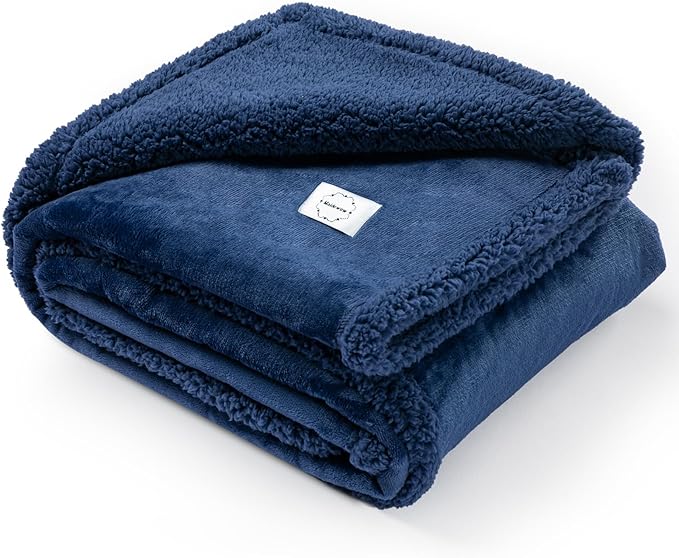 Waterproof Dog Throw Blanket Reversible Pet Fleece Blankets Bed Cover Dark Blue Puppy Blankets Leakproof Sofa Couch Washable Cover Cat Pet Blanket for Warm-Navy Blue,S-40x28in