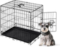 DUMOS Dog Crate, 24 Inch Small Single Door Dog Cage with Divider Panel and Plastic Leak-Proof Pan Tray, Folding Metal Wire Pet Kennel for Indoor, Outdoor, Travel