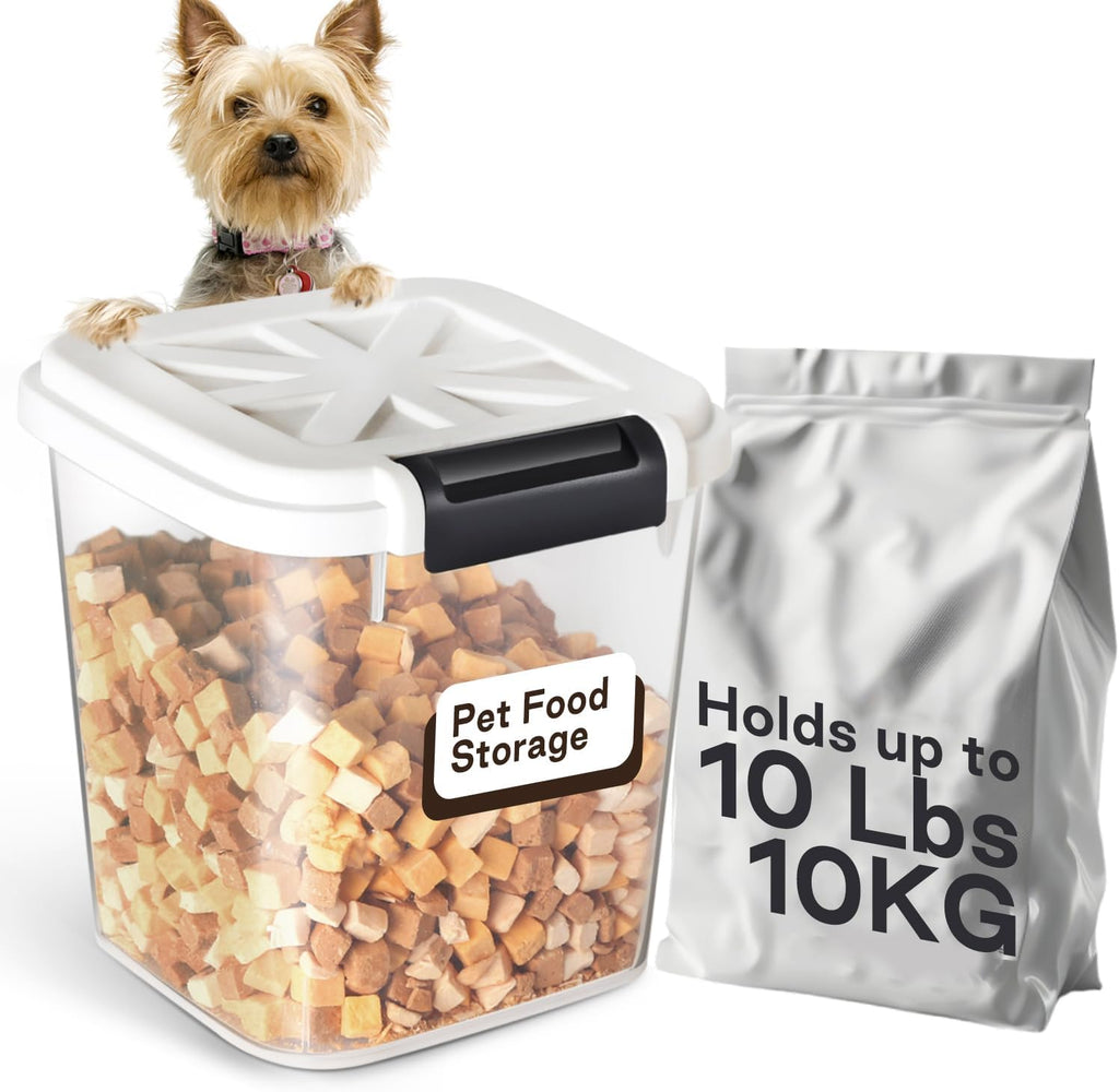 10 lbs Dog Food Storage Container Cat Treat Container with Measuring Cup,Large Dry Pet Food Storage Bin for Cereal, Birds, Rice and Grain