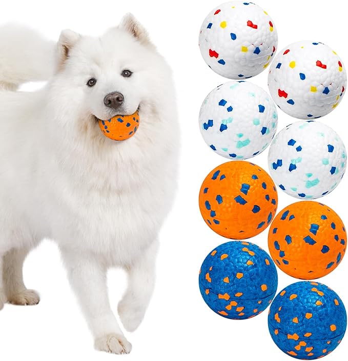 Nobleza Dog Ball Toy Tennis Bouncying Training Balls， Aggressive Chewer Teething Durable Floating Dog Tennis Balls， Interactive Pet Popcorn Ball for Medium Small Pet Puppy， 8 PCS