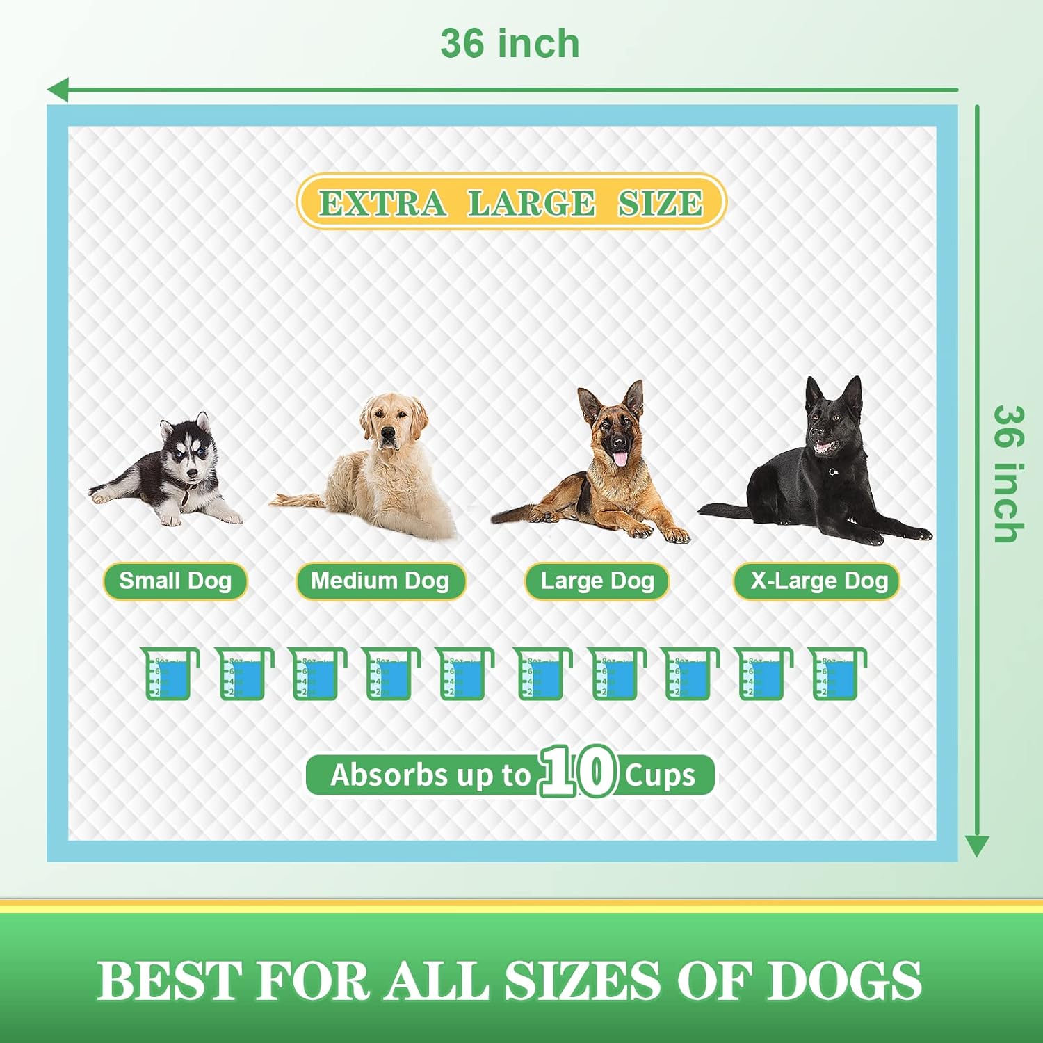 Dog Pee Pads Extra Large, 36"x36" Puppy Pads for Training, Leak-Proof Pee Pads for Dogs, Super Absorbent Puppy Potty Pads, Disposable Pet Pads for Puppies, Cats, Rabbits (30-Count)