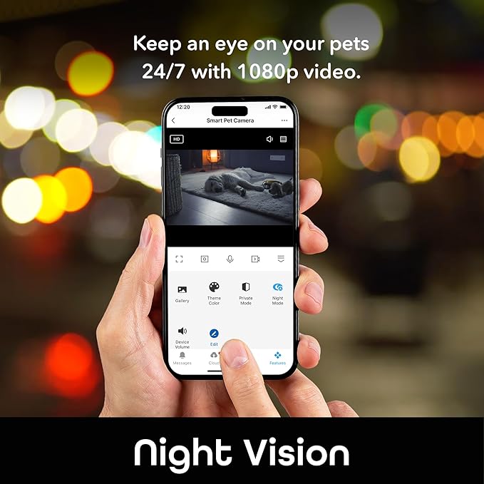 Geeni 6L Smart Pet Feeder with Camera, 1080p HD, Night Vision, Two-Way Audio, Pre-Recorded Messages, WiFi Enabled, Voice Control with Alexa & Google Home, Automatic Cat & Dog Food Dispenser, White