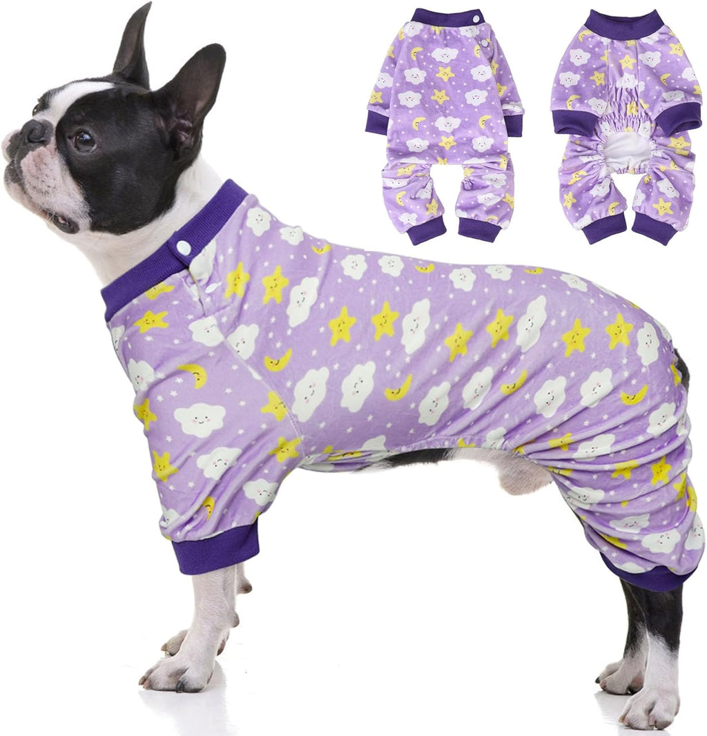 BEAUTYZOO Dog Pajamas Large Sized Dog, Summer Doggie Pajamas for Boy Girl, Soft Strechy Cotton Puppy Pjs Jammies Onesies for Men Women, Pet Jumpsuit Body Suit Cat Apparel Clothes, Purple L