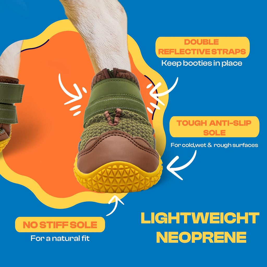 Dog Shoes for Large Dogs, Medium Dog Boots & Paw Protectors for Hardwood Floors, Outdoor Dog Booties for Hot Pavement Winter Snow Hiking, Breathable Dog Shoes with Reflective Strips Size 6
