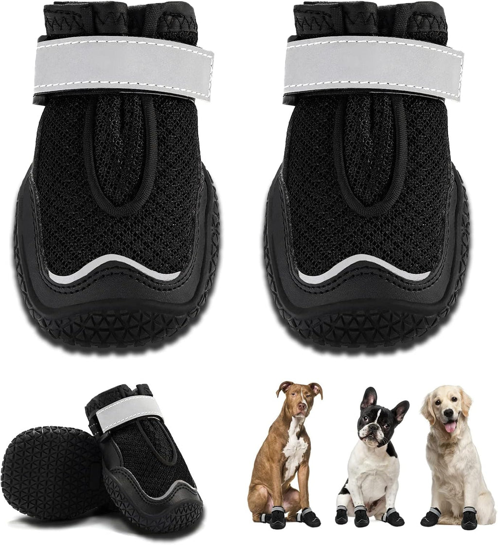 Hcpet Dog Boots for Large Dogs, Dog Shoes for Hot Pavement Winter Snow, Paw Protector Dog Booties Designed for Comfort and Breathability, Outdoor Booties for Small Medium Dogs for Hiking Black Size 2