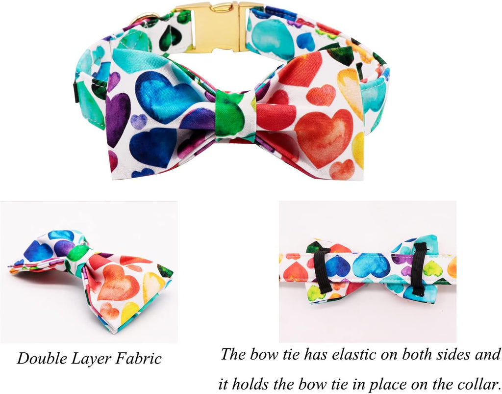 Lionet Paws Valentine's Day Dog Collar with Bowtie, Soft and Comfortable, Adjustable Collar for Large Dogs, Neck 16-24 inches
