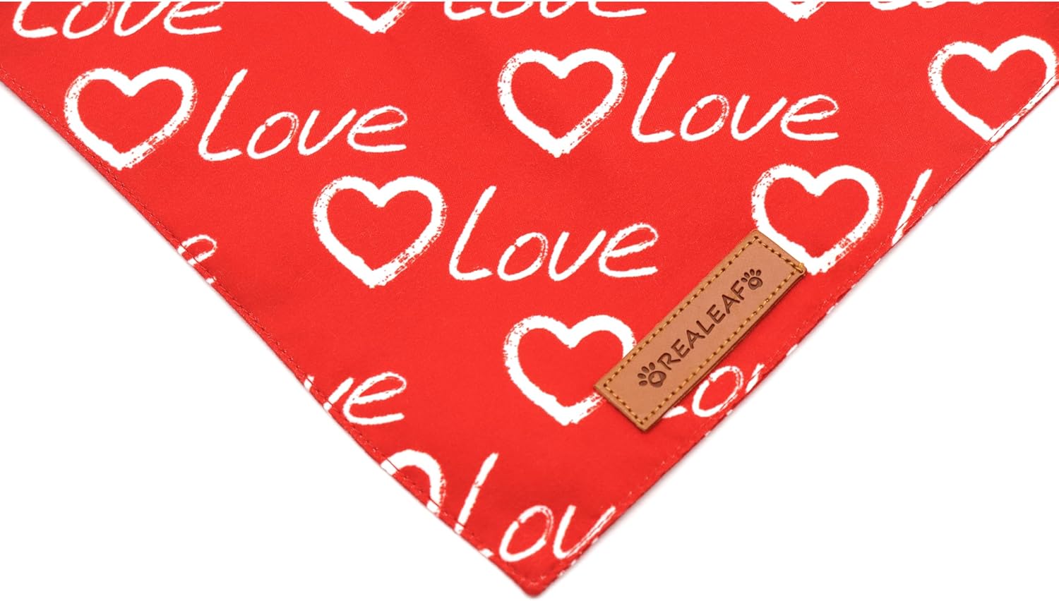 Realeaf Valentines Day Dog Bandanas 2 Pack, Reversible Love Pet Scarf for Boy and Girl, Premium Durable Fabric, Heart Bandana for Medium Large Dogs (Large)