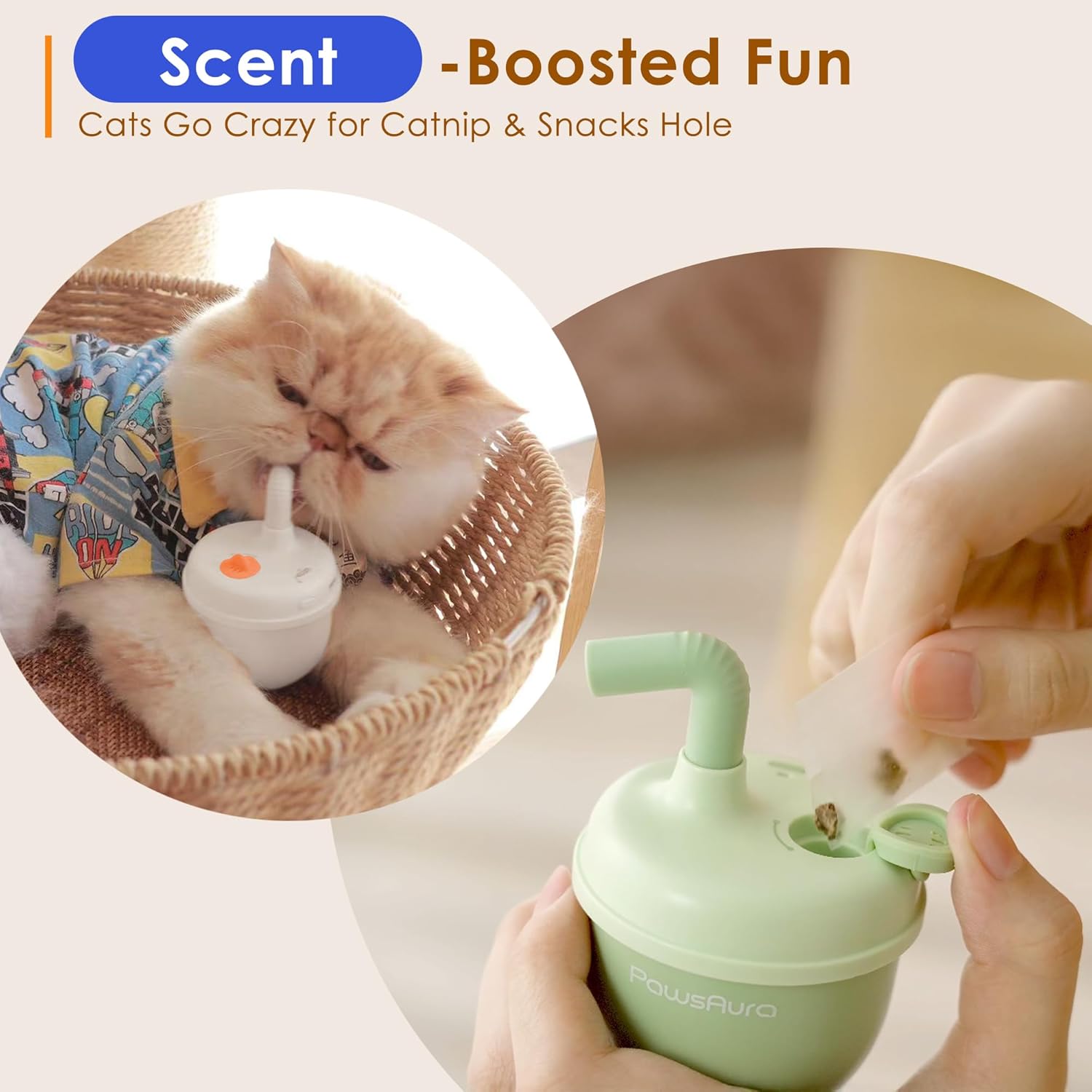 Automatic Laser Cat Interactive Toy - Self-Balancing 360° Auto-Spin Laser Pointer with Catnip Hole, Triple-Sensory – Kitten Sight, Smell & Touch, Boredom Relief Toys for Indoor Adult Cats