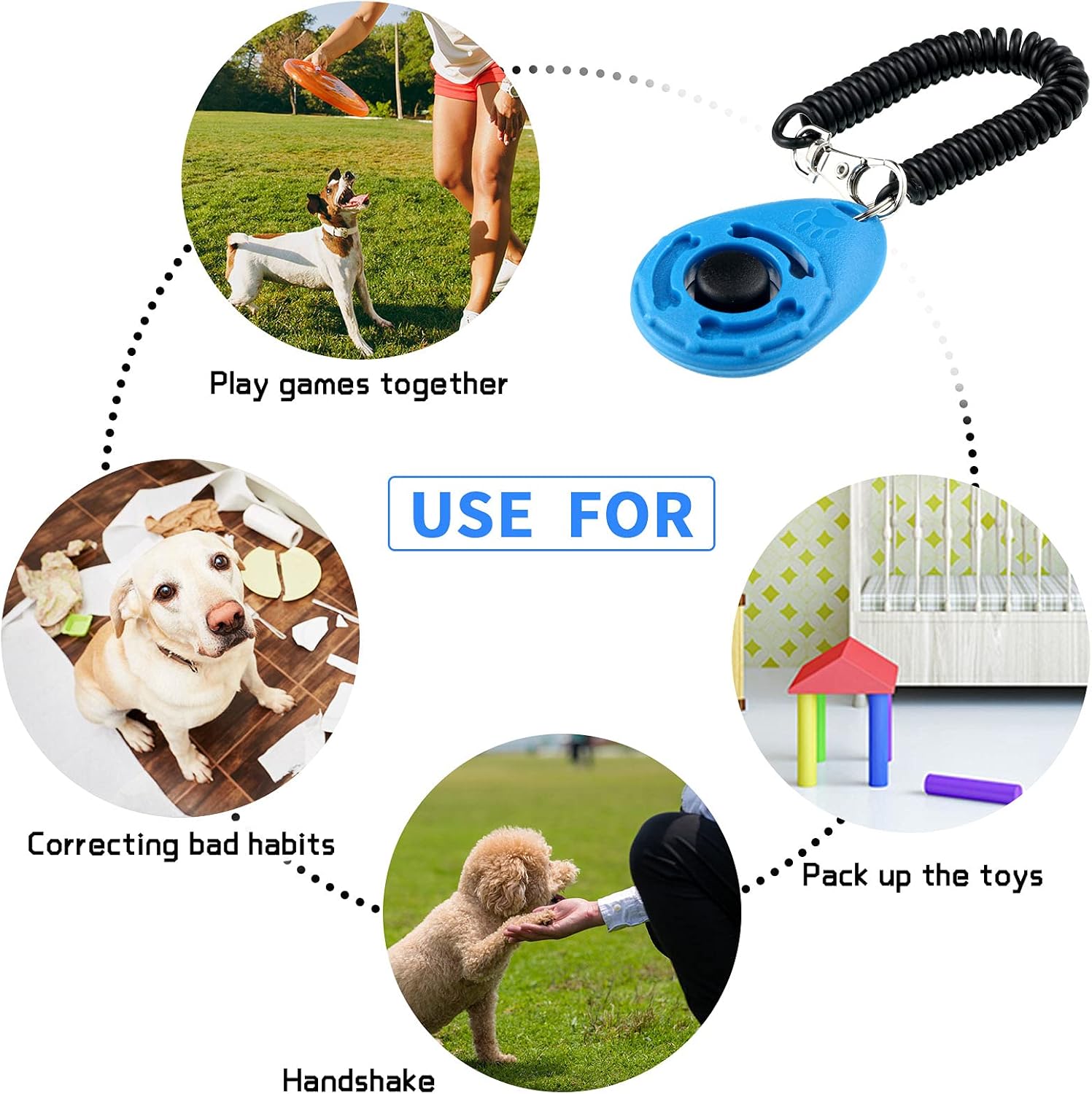 Frienda 9 Pieces Dog Training Clicker with Wrist Strap Pet Behavioral Training Clicker for Dogs Cats Birds Horses(Water Drop Style,Multicolor)