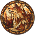 Lygond Metal Sign Tin Sign Circular Stained Glass Coyote Bar Signs for Home Decor for Club 12×12 Inches