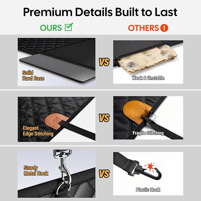 Wigoo Dog Car Seat Cover for Back Seat, 450lbs Full Hardbottom Dog Hammock, Heavy Duty Waterproof Seat Extender for 2-4 Large/Medium Dogs, Backseat Protector for SUV Medium Truck, Size-L, Black+Orange