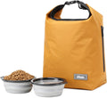 Dog Food Travel Bag w/2PCS Collapsible Dog Travel Bowls,dog food storage container 20 lb(Yellow, Large)