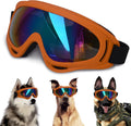 Large Dog Sunglasses With Adjustable Strap UV Protection, Windproof Puppy Eyewear, Suitable for Medium-Large Pets, Eyes Protection, Soft Goggles (Orange Frame)