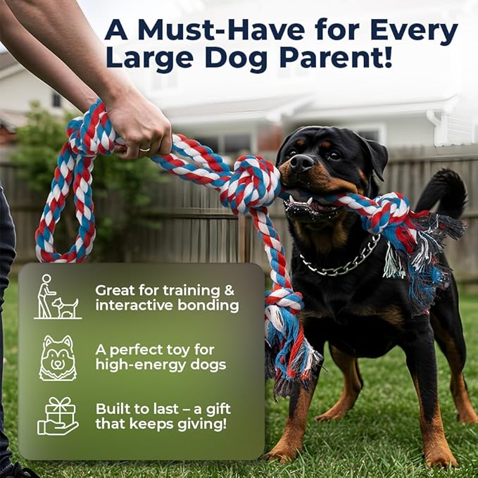 Pacific Pups Products 2 Pack Red - XL Dog Rope Toy for Aggressive Chewers - Benefits Non-Profit Dog Rescue - Tug of War Dog Toy, Dog Toys for Large Dogs, Tough Dog Toys for Aggressive Chewers