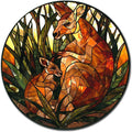 Lygond Metal Sign Tin Sign Circular Stained Glass Kangaroo Tin Signs For Garden For Bar 12×12 Inches