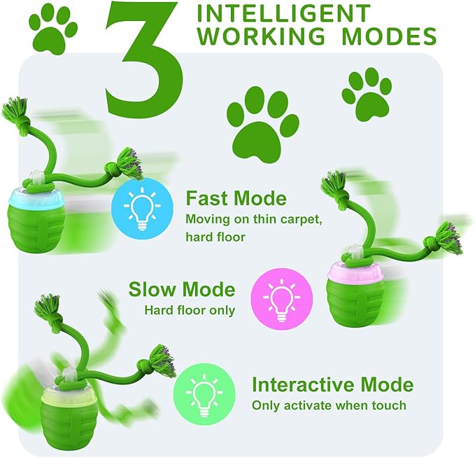 Interactive Dog Toys, [2025 Newly Upgraded] Motion Activated Rolling Squeaky Ball for Medium Dogs, Automatic Moving Dogs Ball for Boredom, USB Rechargeable(Green)