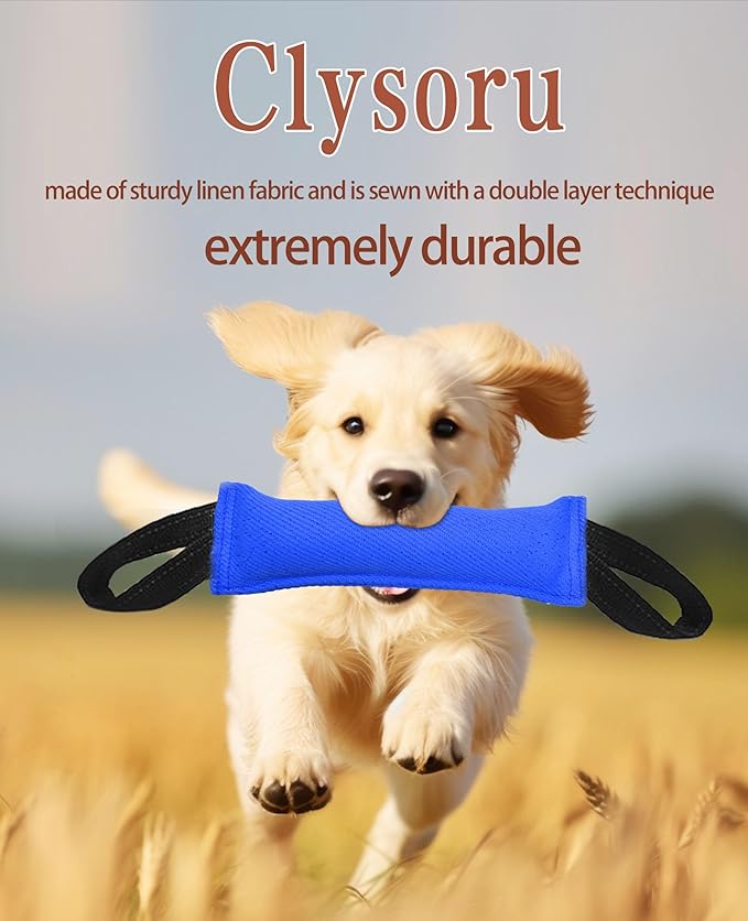 Clysoru Dog Tug Toy Double Pack Tough Jute Bite Pillow Training Equipment Puppy to Large Dogs Interactive