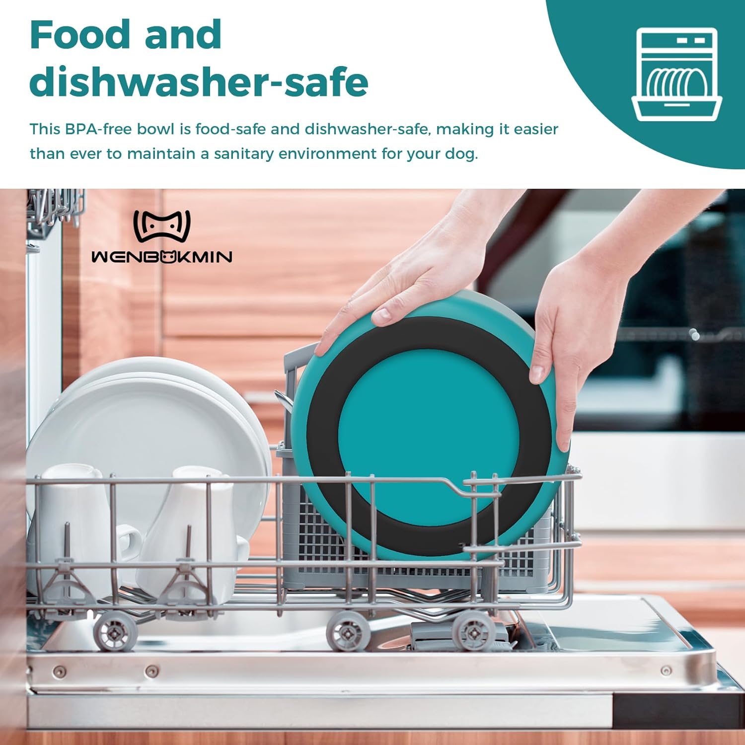 Dog Bowl, Stainless Steel Dog Food and Water Bowl with Non Slip Quiet Bottom, Easy to Clean, Dishwasher Safe, 64oz, Lake Blue