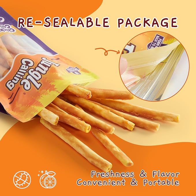 Jungle Calling Collagen Sticks for Dogs, Chicken Flavored Chews, Long Lasting Rawhide Alternative Treats for Small Medium Dog, Healthy Chew Bones, 5 Inch, About 37 Sticks Per Bag