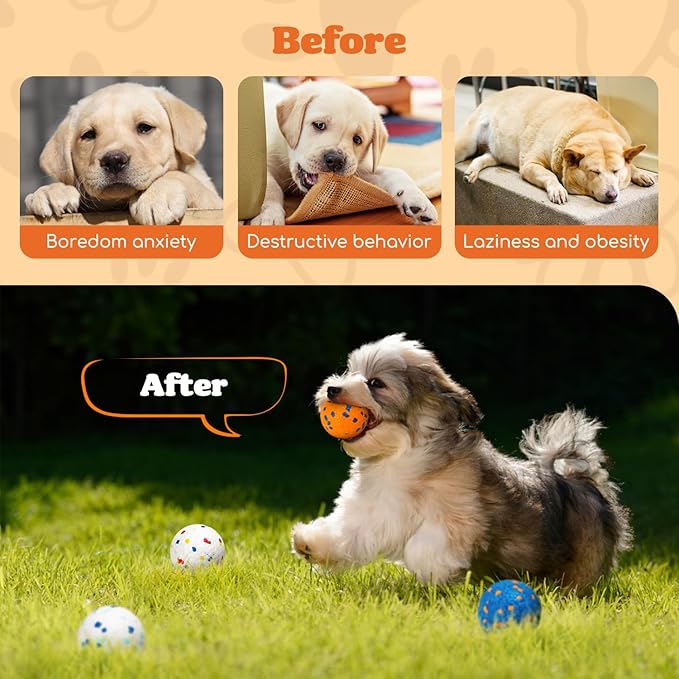 Nobleza Dog Ball Toy Tennis Bouncying Training Balls， Aggressive Chewer Teething Durable Floating Dog Tennis Balls， Interactive Pet Popcorn Ball for Medium Small Pet Puppy， 8 PCS