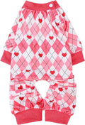 BEAUTYZOO Dog Pajamas Small Sized Dog, Summer Doggie Pajamas for Boy Girl, Soft Strechy Cotton Puppy Pjs Jammies Onesies for Men Women, Pet Jumpsuit Body Suit Cat Apparel Clothes, Pink Heart S
