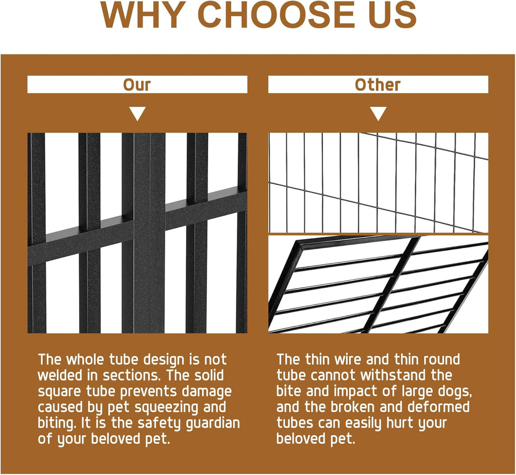Polar Aurora Heavy Duty Dog Crate, Foldable Indestructible Dog Kennel, Escape Proof Extra Large Dog Cage with Lockable Wheels, High Anxiety Pet Playpen with Double Door for Indoor/Outdoor Use. (60in)