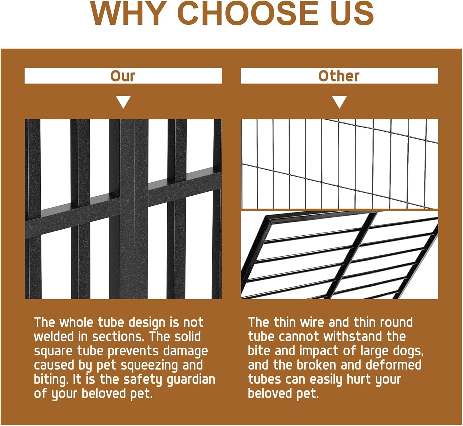 Polar Aurora Heavy Duty Dog Crate, Foldable Indestructible Dog Kennel, Escape Proof Extra Large Dog Cage with Lockable Wheels, High Anxiety Pet Playpen with Double Door for Indoor/Outdoor Use. (60in)
