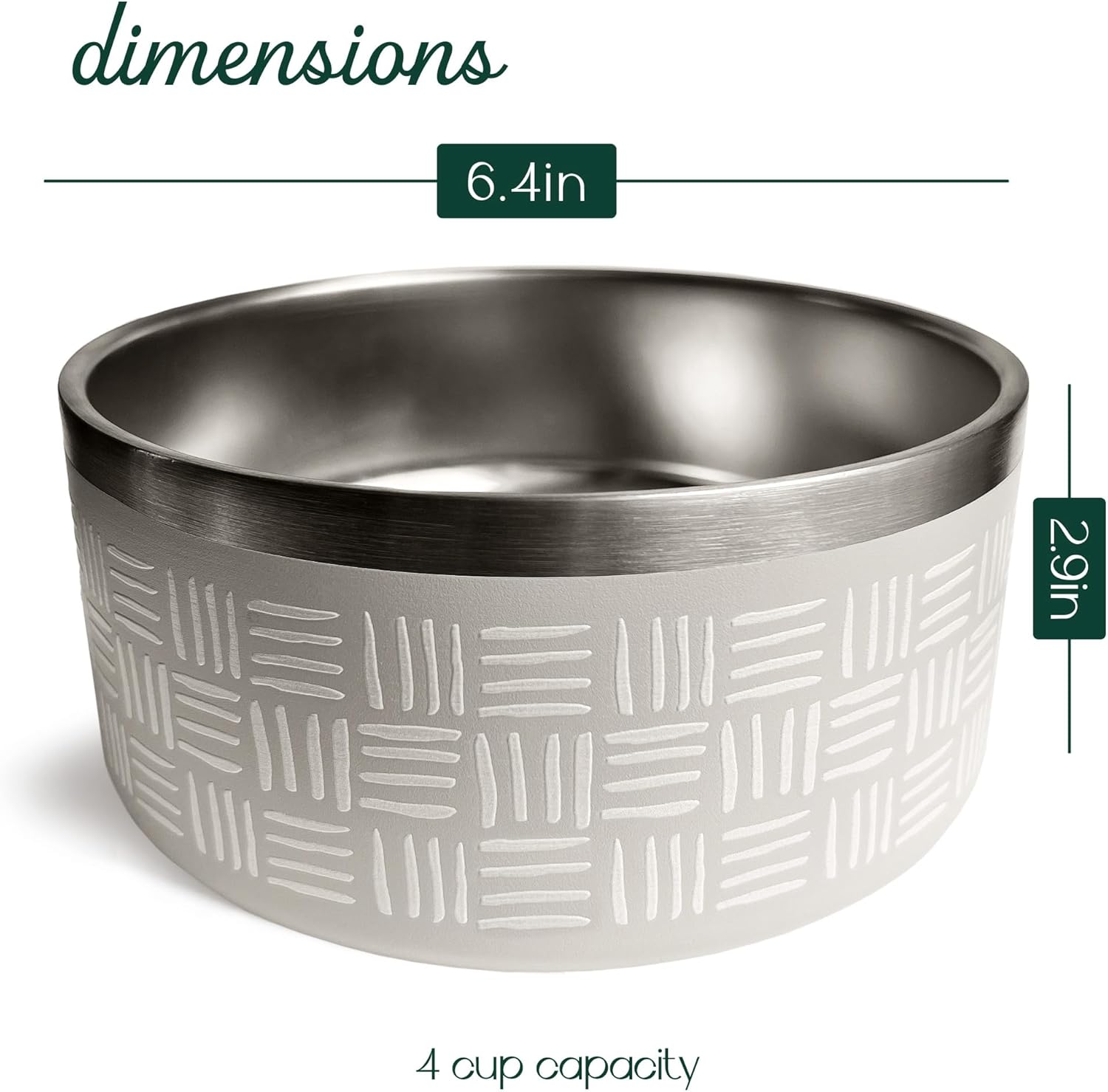 CROXTON & CO. Stainless Steel Pet Bowl for Dogs & Cats | Insulated Food Bowls for Dog Cat | No Tip No Slip | Non-Slip Rubber Base | Dishwasher Safe | Medium (4 Cups)
