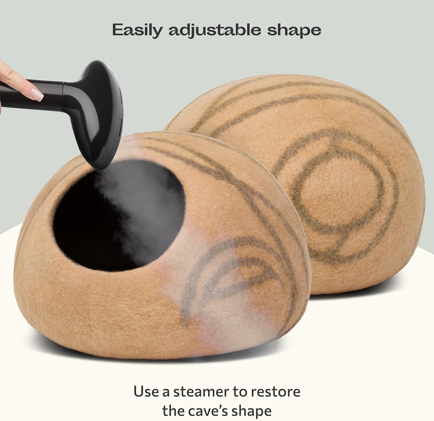 MEOWFIA Cat Cave – Premium Felt Cat Bed for Indoor Cats, Handmade 100% Merino Wool (Beige, Medium)