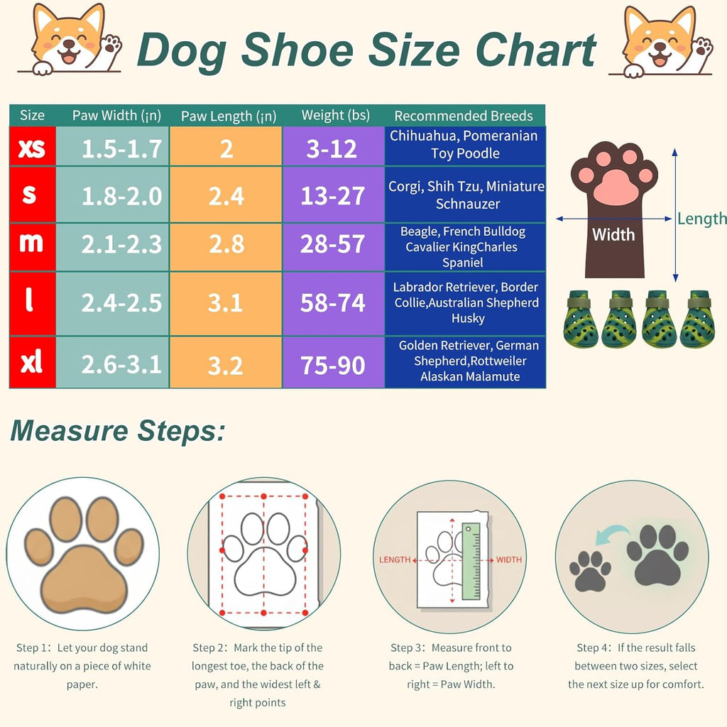 Dog Shoes for Hot Pavement and Snow, Silicone Dog Booties for Small Medium Large Dogs, Waterproof Paw Protectors- Non-Slip, Adjustable Straps, Dog Boots for Beach/Rain/Hiking (Green, S)