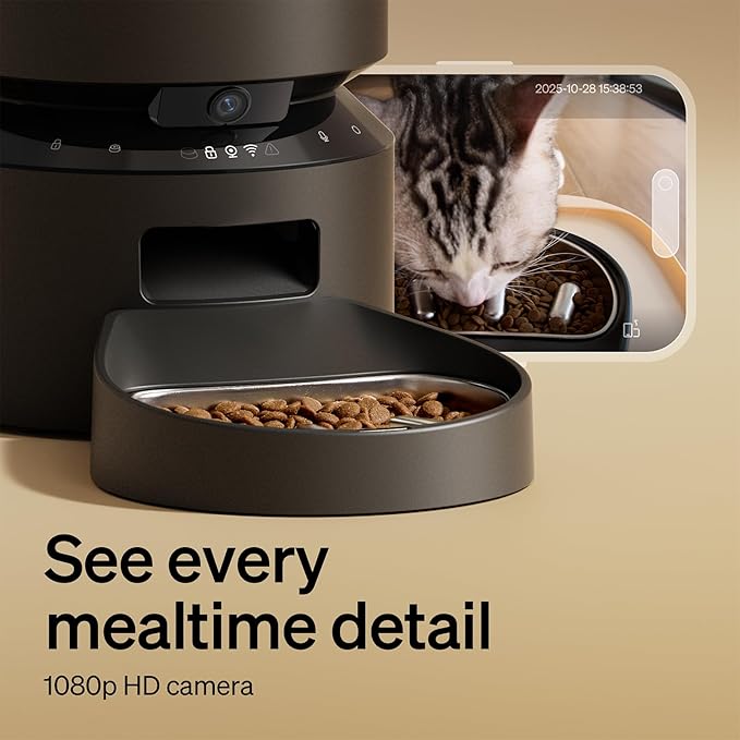 PETLIBRO Automatic Dog Feeder with Camera, Auto Cat Food Dispenser Slow Feeders Dogs Bowl, 1080P HD Video with Night Vision, 5G WiFi with 2-Way Audio, Stainless Steel Slow Food Tray