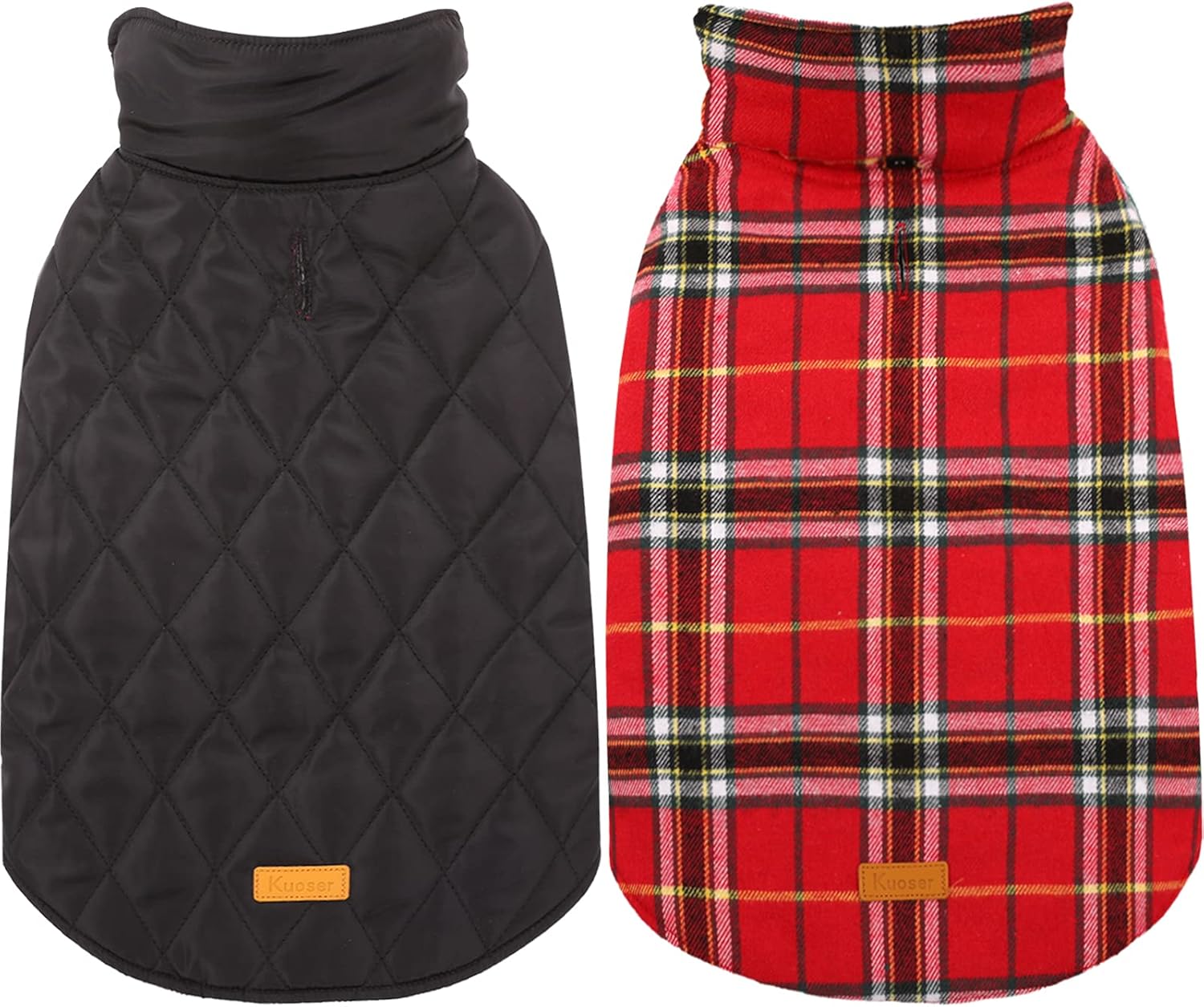 Kuoser Waterproof Dog Coat, Reversible Dog Jacket for Small Dogs, Adjustable Durable Doggie Winter Coat Warm Cozy Puppy Cold Weather Apparel from Small to Large Breed, Bright Red S