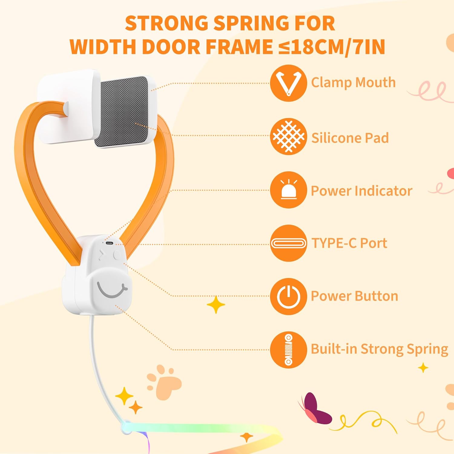 Interactive Cat Toy,Automatic Cat Toy for Indoor Cats,Hanging Door Clip Ribbon 360° Rotation,Feather & Rainbow Cat Stimulating Ribbons Cat Toys for Bored Adult/Kitten Exercise