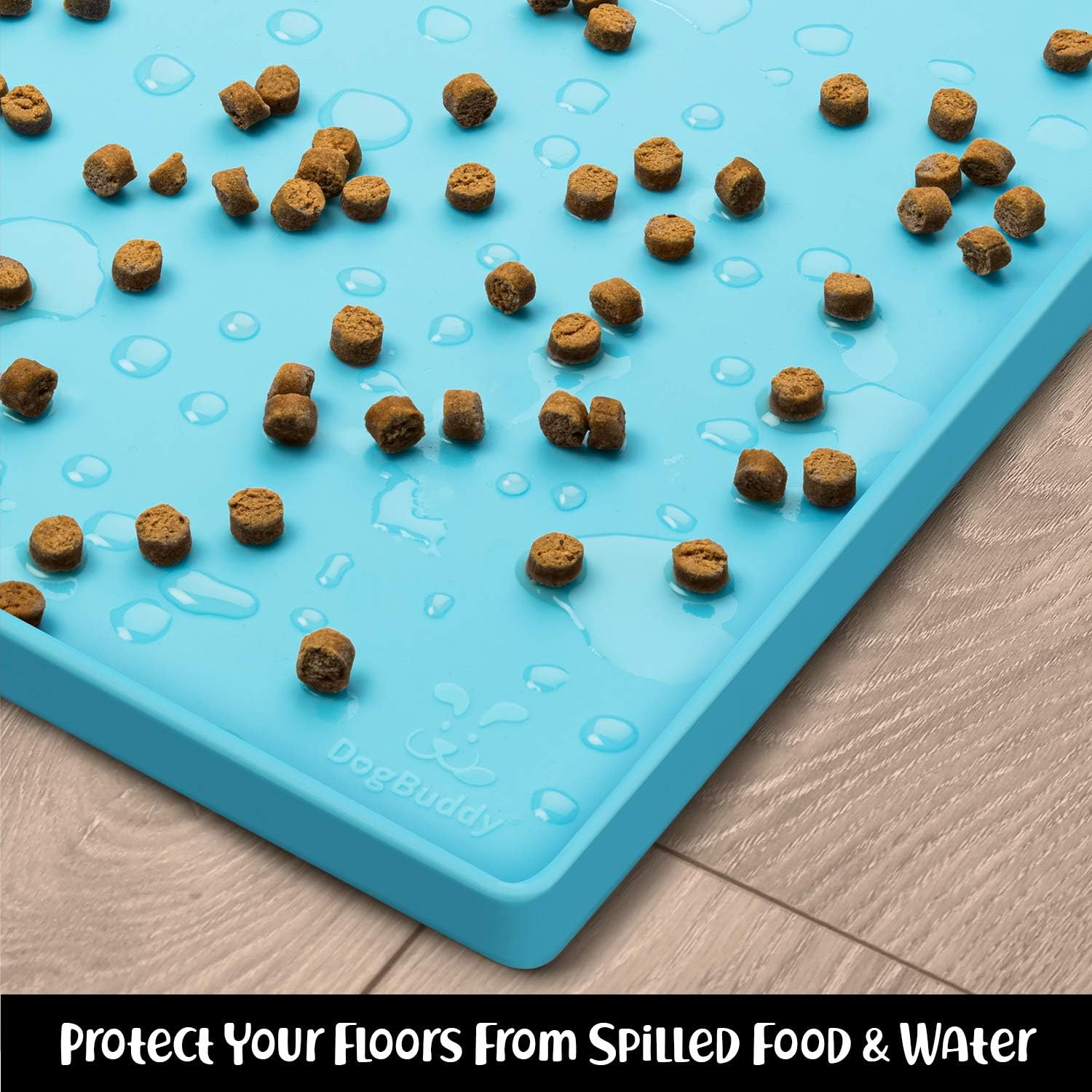 DogBuddy Dog Food Mat – Waterproof Dog Bowl Mat for Food and Water, Silicone Pet Feeding Mats for Floors, Non-Slip Placemat with High Edges for Dogs Bowls, Puppy Essentials (Large: 24"x16", Maya)