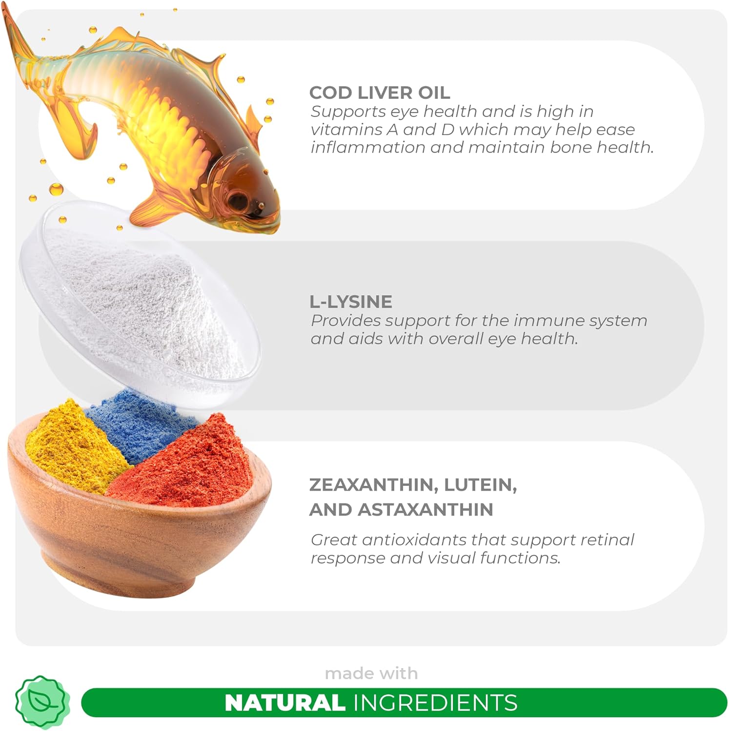 Eye Support for Dogs - 90 Soft Chews - Dog Supplements for Vision, Eye Vitamins for Dogs, with Cod Liver Oil Antioxidant, Dog Omega Supplement, Omega 3 EPA and DHA Fatty Acids.