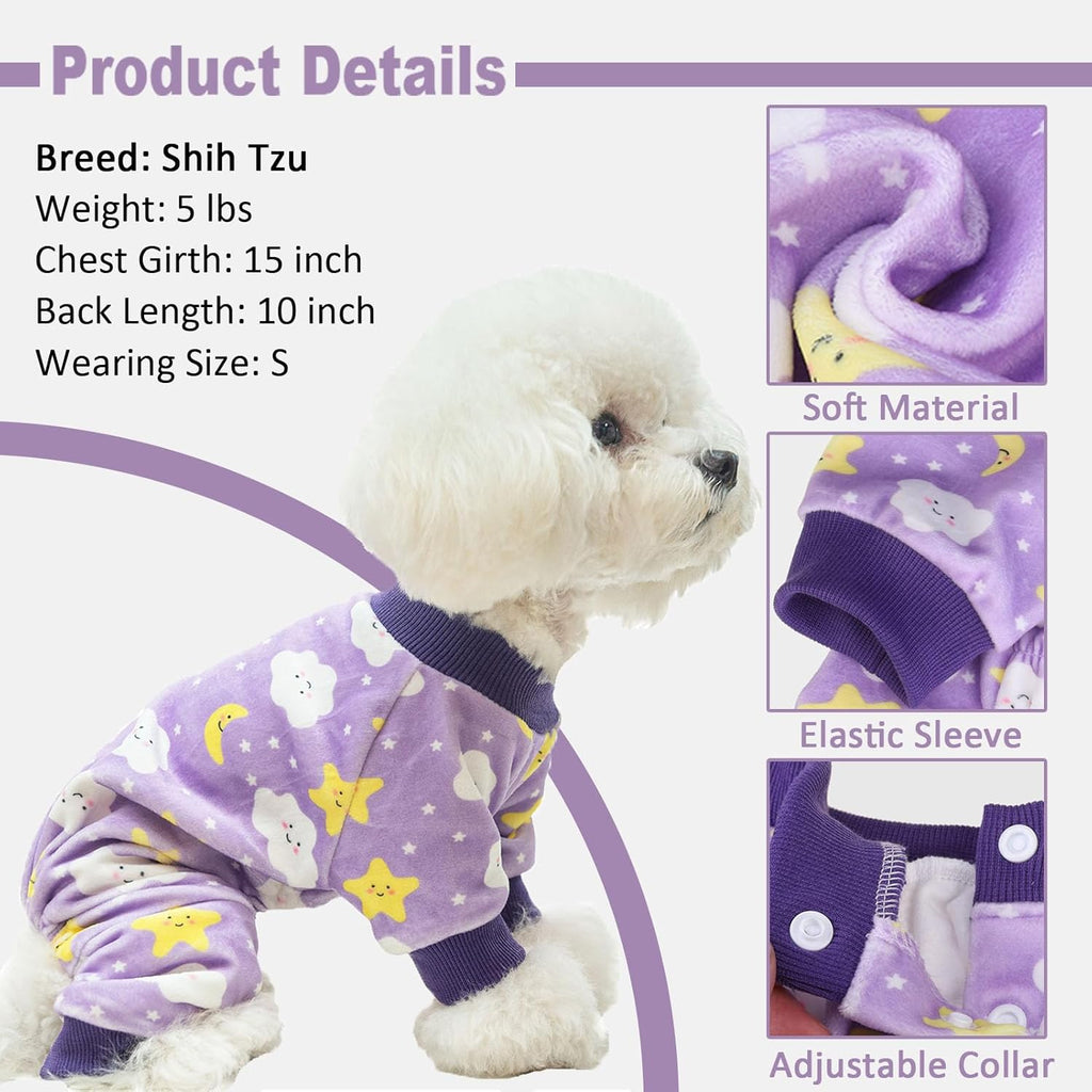 BEAUTYZOO Dog Pajamas Medium Sized Dog, Summer Doggie Pajamas for Boy Girl, Soft Strechy Cotton Puppy Pjs Jammies Onesies for Men Women, Pet Jumpsuit Body Suit Cat Apparel Clothes, Purple M