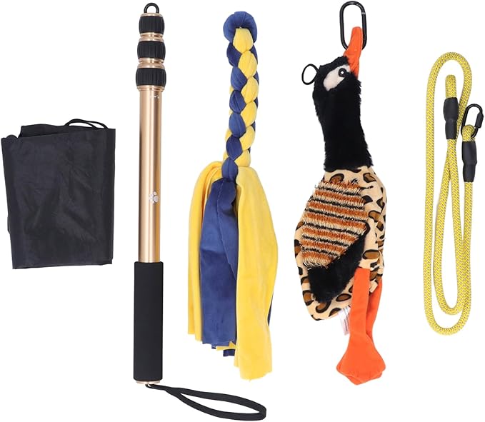 Sorandy Flirt Pole for Dogs Chase and Tug of War, Interactive Toys with Rope Lure Teaser Wand for Outdoor Training and Exercise, Teaser Stick for Small Medium Large Pets, 52 Inch