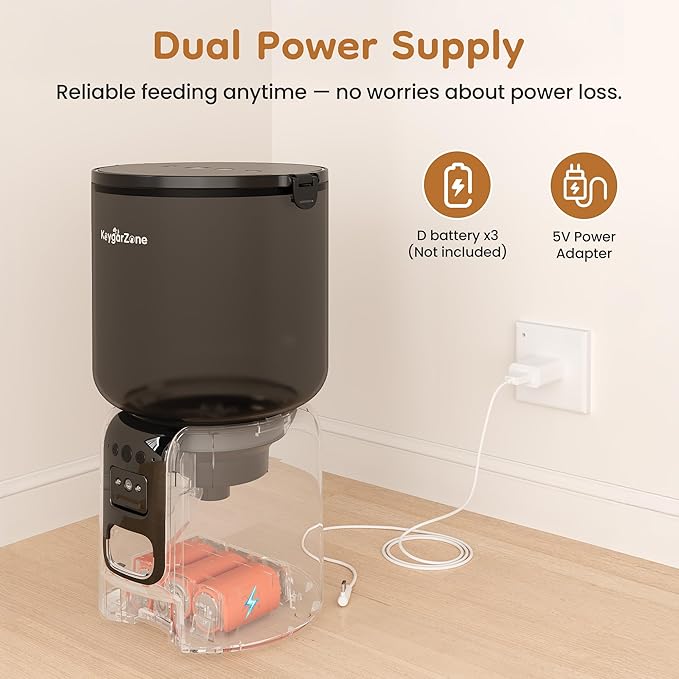 Smart Automatic Pet Feeder with 2MP HD Camera, App Control via 2.4G/5G WiFi, Dual Power System & Voice Recording, 4L Food Dispenser for Cats and Small Dogs, Black