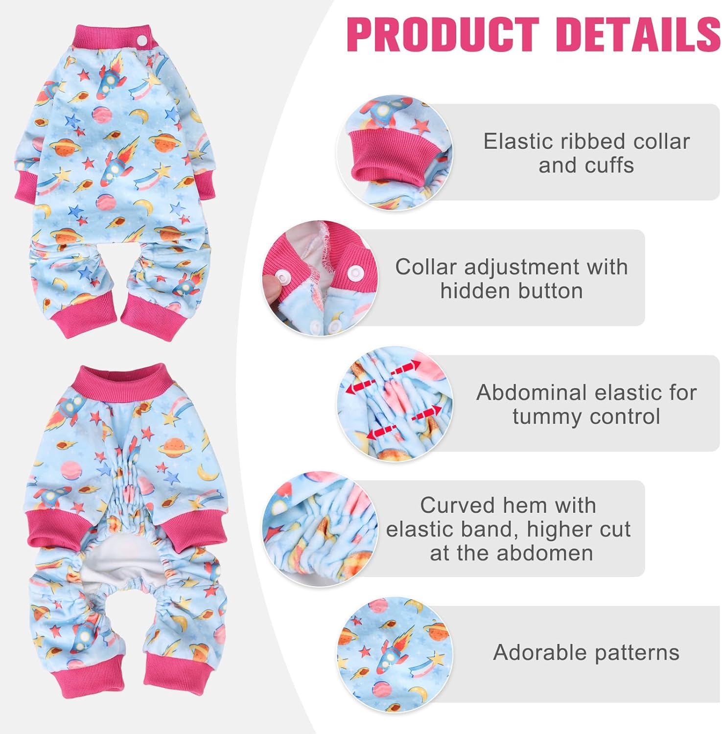 BEAUTYZOO Dog Pajamas Large Sized Dog, Summer Doggie Pajamas for Boy Girl, Soft Strechy Cotton Puppy Pjs Jammies Onesies for Men Women, Pet Jumpsuit Body Suit Cat Apparel Clothes, Blue L