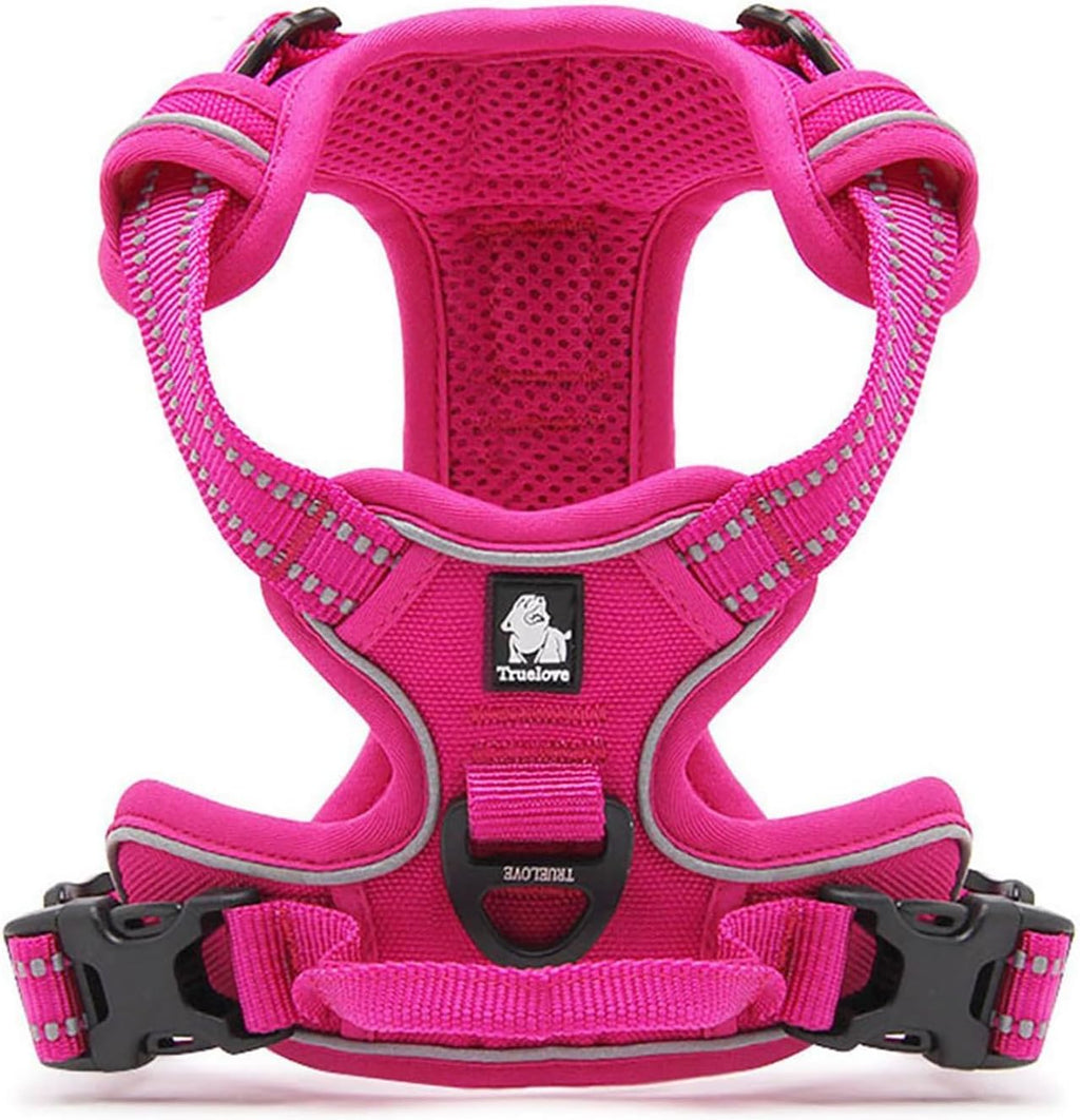 TRUE LOVE Adjustable No-Pull Dog Harness Reflective Pup Vest Harnesses Comfortable Control Brilliant Colors Truelove TLH5651(Fushcia,XL)