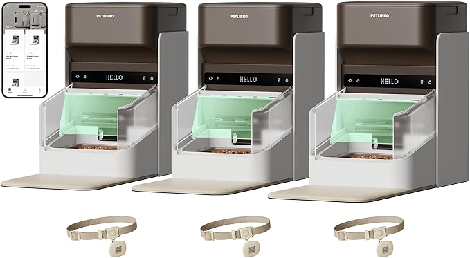 PETLIBRO RFID Automatic Cat Feeder, Collar Tag Activated Personal Meals, 5G Wi-Fi Multiple Cats Feeder for 3 Cats, App Control Cat Food Dispenser for Pets with Different Diets