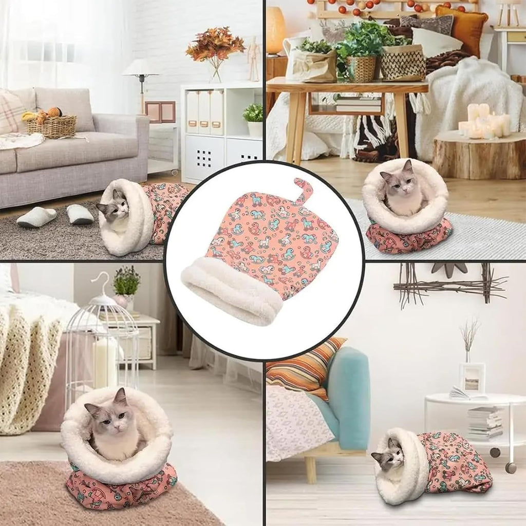 Cat Sleeping Bag,Cat Sleeping Bag for Indoor Cats,Cozy Pet Nest for Cats,Sleeping Bag for Cats,Soft Fluffy Washable Cat Bed Cave,Cat Blankets for Indoor Cats (D)