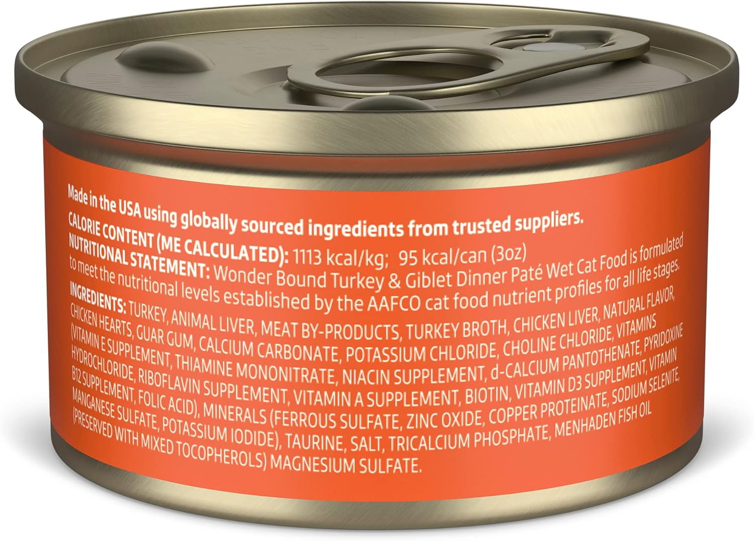 Amazon Brand - Wonder Bound Canned Wet Cat Food (Turkey & Giblet Dinner Paté), No Artificial Flavors, Adult Recipe, 3 Ounce (Pack of 24)