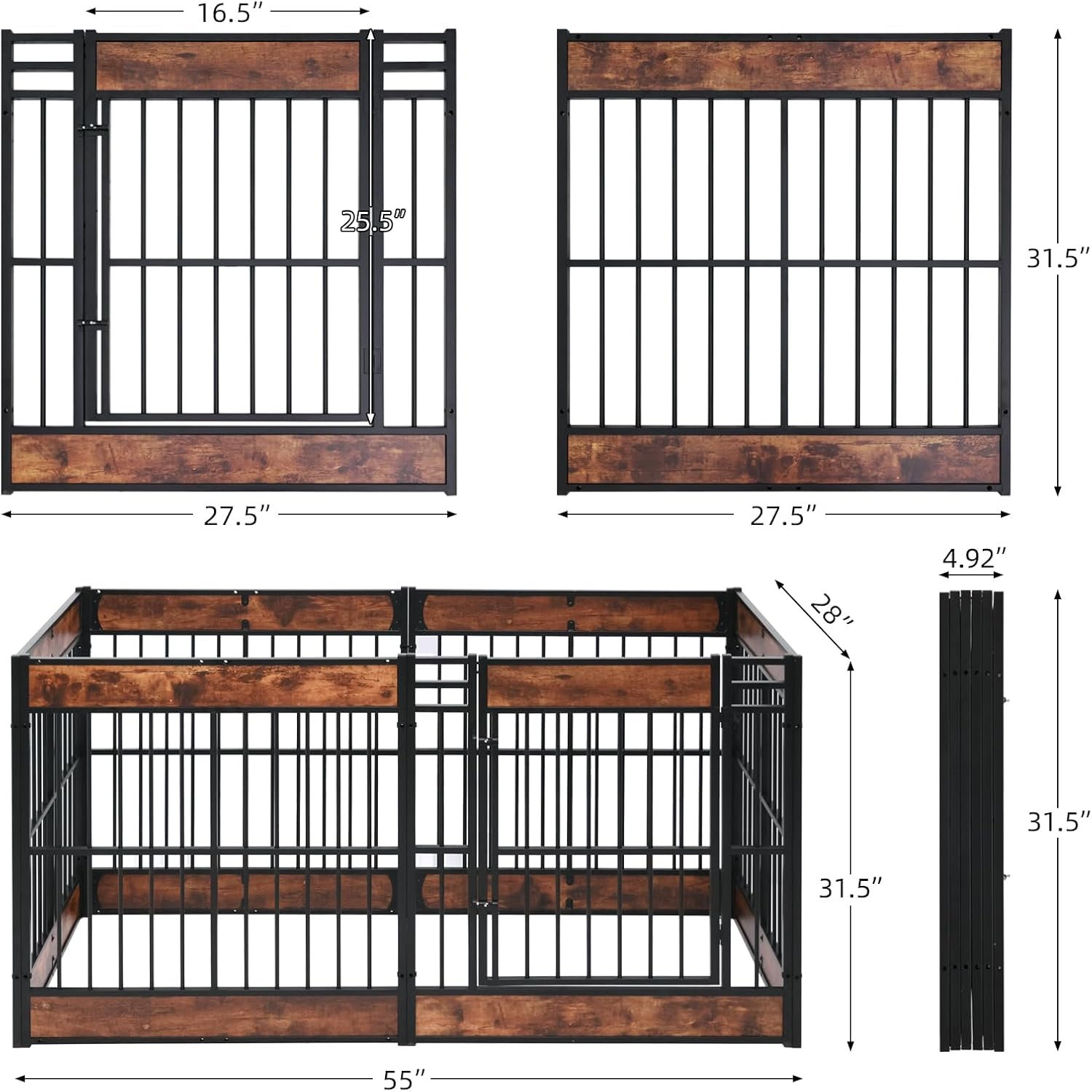 Dog Playpen, 31.5" Height Dog Pen Indoor, Heavy Duty, Safe and Sturdy, Furniture Style Puppy Pen