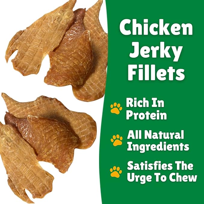 Lucky Premium Treats Chicken Jerky Fillets – Chicken Jerky Dog Treats Made with Sliced Lean Dehydrated Chicken Breast (13 oz)