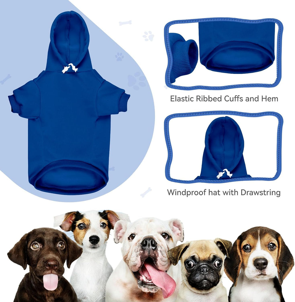 Dog Sweaters for Large Dogs Pet Sweater Solid Soft Brushed Fleece Dog Hoodie Clothes Pet Hoodie Sweatshirt with Pocket(Blue-XXL)