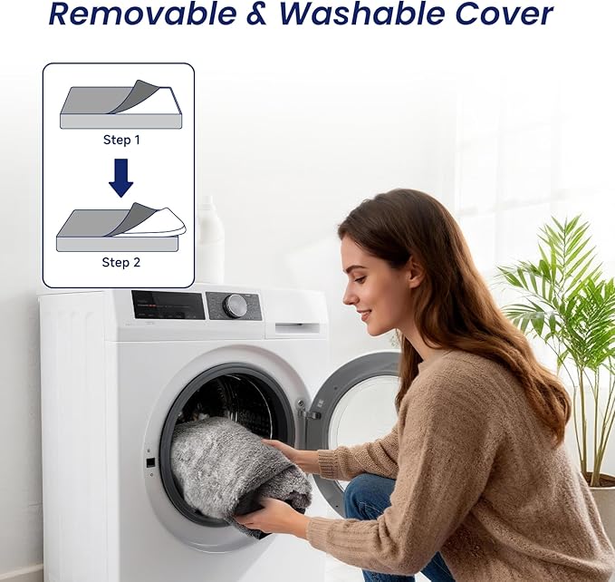 2.8" Thick Deluxe Plush Dog Bed for Car, Comfortable Back Seat Pet Bed, Washable & Anti-Slip Travel Pet Sleeping Mat, Fit for Backseat Extenders of Cars Trucks SUVs, 53" x 23”, Grey