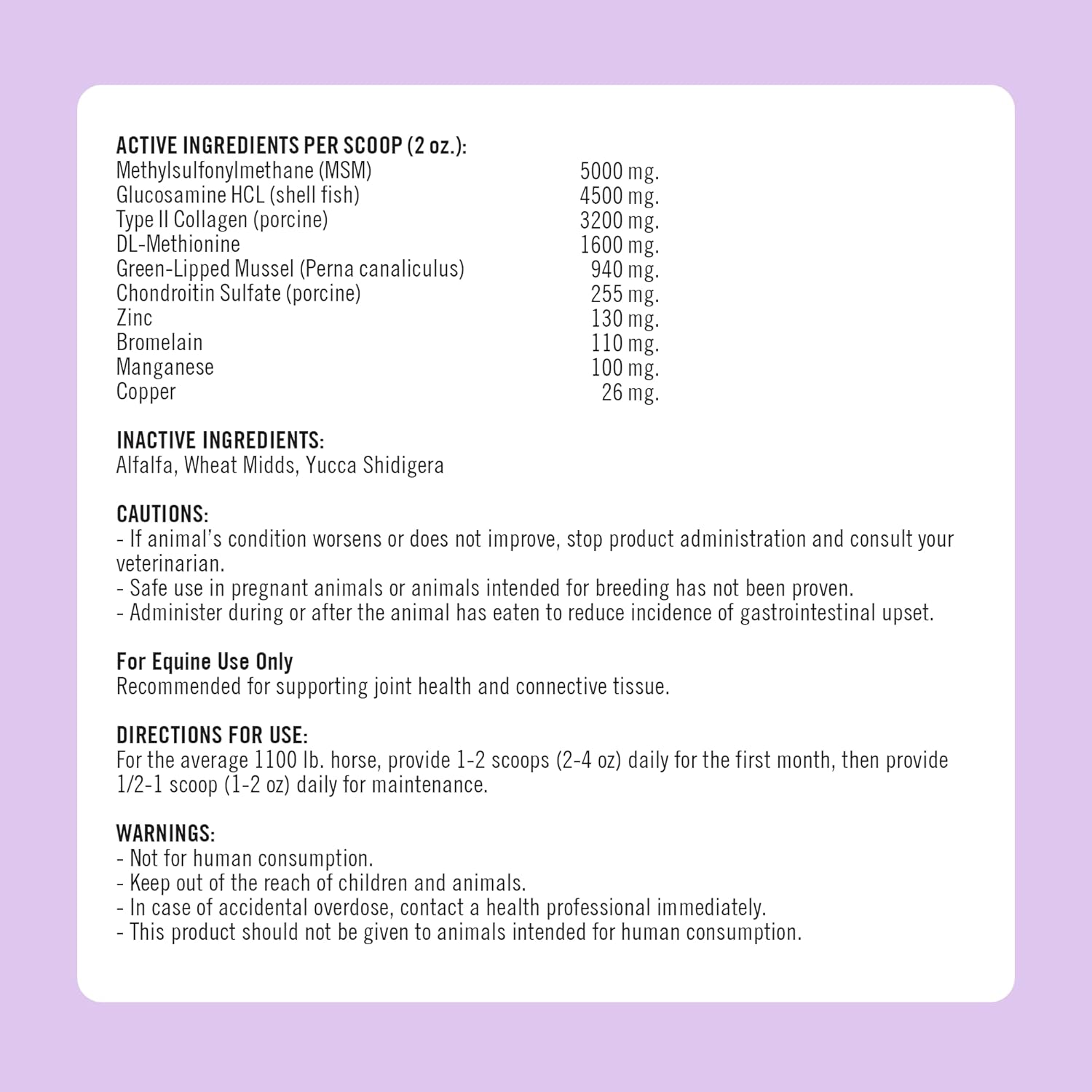 Formula 707 Joint 6in1 Equine Supplement 10 lb Bag – Support for Joint Integrity and Inflammatory Response in Horses – Green-Lipped Mussel, MSM, Glucosamine, Chondroitin & Collagen