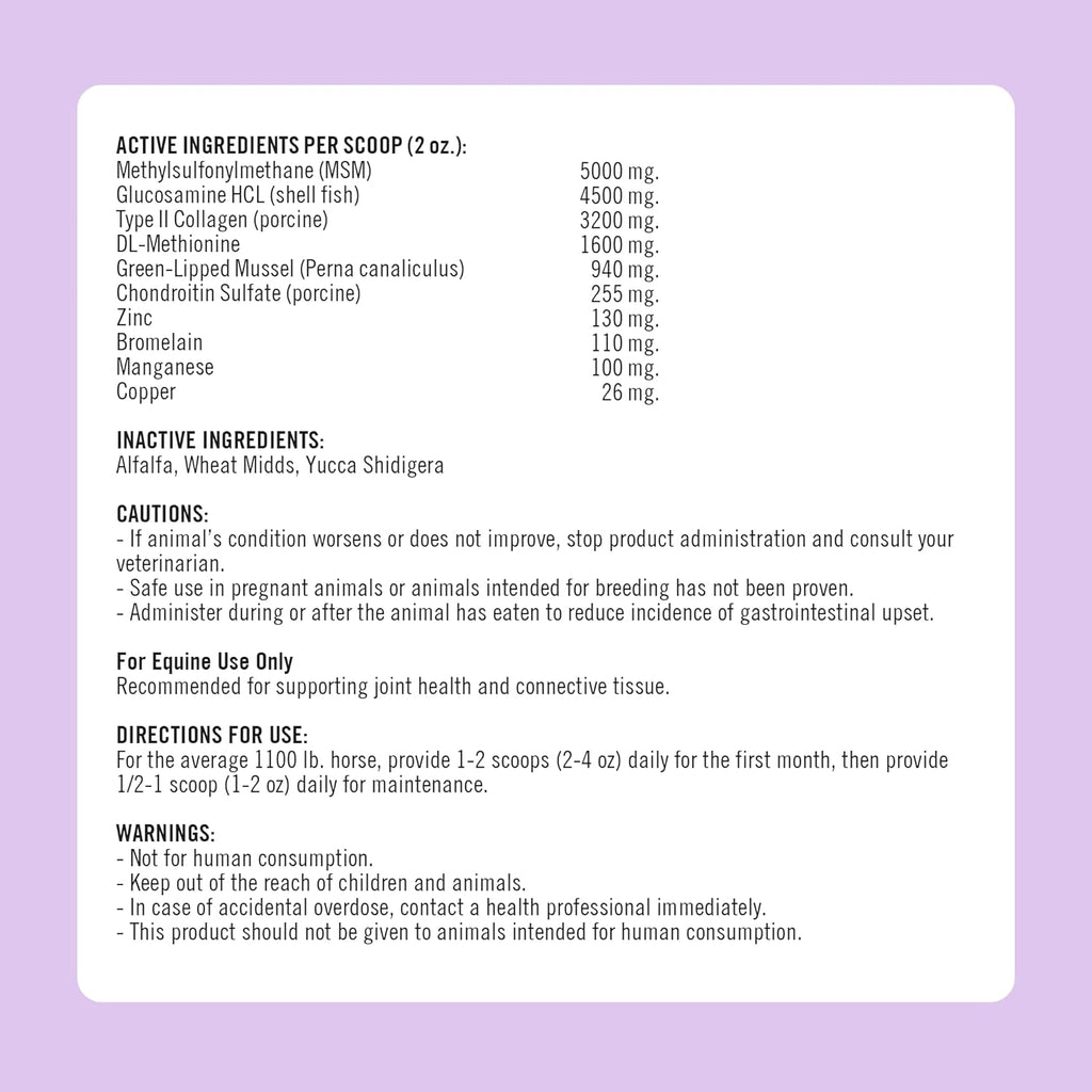 Formula 707 Joint 6in1 Equine Supplement 5 lb Bag - Support for Joint Integrity and Inflammatory Response in Horses - Green-Lipped Mussel, MSM, Glucosamine, Chondroitin & Collagen